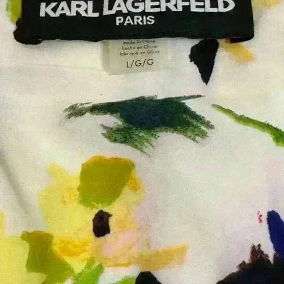 KARL LAGERFELD Cropped Feminine Cardigan  Pearl Buttons Ribbed and Floral Back - Picture 3 of 8